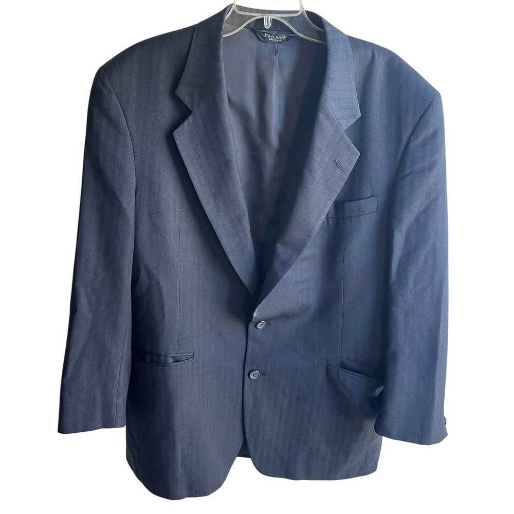 Jos A. Bank Executive Collection Gordon Grey Herringbone 100% Wool Blazer 44R
